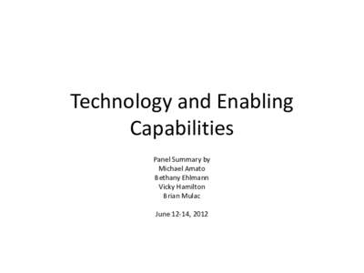 Technology and Enabling Capabilities