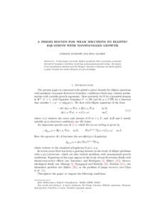 A PRIORI BOUNDS FOR WEAK SOLUTIONS TO ELLIPTIC EQUATIONS WITH NONSTANDARD GROWTH PATRICK WINKERT AND RICO ZACHER Abstract. In this paper we study elliptic equations with a nonlinear conormal derivative boundary condition