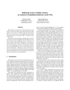 Behind the Scenes of Online Attacks: an Analysis of Exploitation Behaviors on the Web Davide Canali EURECOM, France 