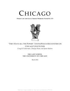 CHICAGO PUBLIC LAW AND LEGAL THEORY WORKING PAPER NO. 573 