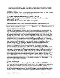 ENVIRONMENTAL RE-EVALUATION DOCUMENTATION PROJECT TITLE Sugar House Streetcar Project Environmental Assessment Re-Evaluation for Shift in Track Location within the Sugar House Streetcar Project Corridor CURRENT, APPROVED
