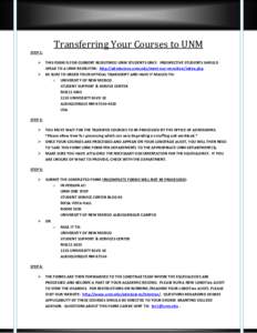 Transferring Your Courses to UNM