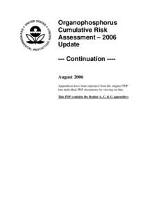 US EPA - Pesticides - Organophosphorus Cumulative Risk Assessment[removed]Update