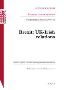 Brexit: UK-Irish relations