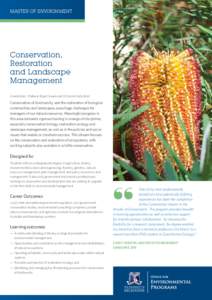 MASTER OF ENVIRONMENT  Conservation, Restoration and Landscape Management
