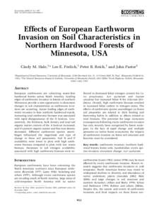 Ecosystems[removed]: 911–927 DOI: [removed]s10021[removed]x Effects of European Earthworm Invasion on Soil Characteristics in Northern Hardwood Forests of
