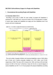 SECTION 3 Self-sufficiency Support for People with Disabilities 1. Circumstances Surrounding People with Disabilities (1) Overview (ChartAccording to the survey in 2006, the total number of people with disabiliti