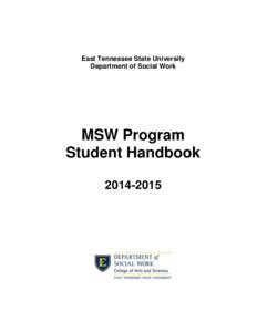 East Tennessee State University Department of Social Work MSW Program Student Handbook[removed]