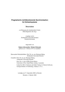 Pragmatische nichtblockierende Synchronisation fur ¨ Echtzeitsysteme Dissertation zur Erlangung des akademischen Grades Doktoringenieur (Dr.-Ing.)