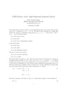 LARS Library: Least Angle Regression Stagewise Library Frank Vanden Berghen IRIDIA, Universit´e Libre de Bruxelles   November 22, 2005