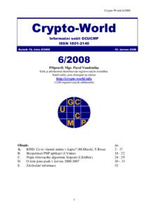 Crypto-World[removed]Crypto-World Informační sešit GCUCMP ISSN[removed]Ročník 10, číslo[removed]