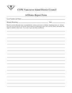 CUPE Vancouver Island District Local Report Form