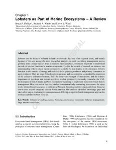 Chapter 1  Lobsters as Part of Marine Ecosystems – A Review Bruce F. Phillips1, Richard A. Wahle2 and Trevor J. Ward3 1