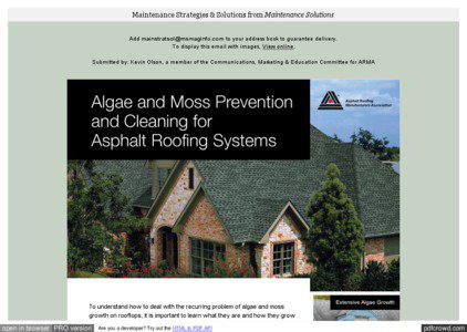 Algae and Moss Prevention and Cleaning for Asphalt Roofing Systems