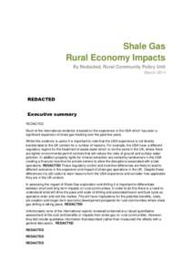 Shale Gas Rural Economy Impacts By Redacted, Rural Community Policy Unit March[removed]REDACTED