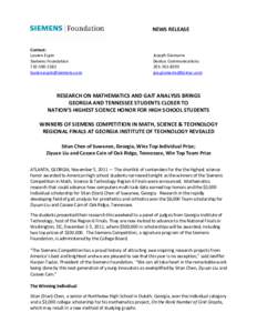 Microsoft Word[removed]Siemens Competition GA tech Regional Winners Release.docx