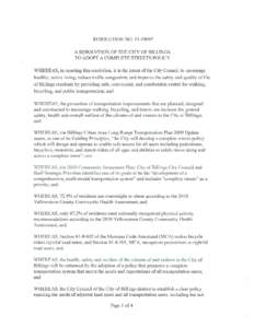 A Resolution of the City of Billings To Adopt a Complete Streets Policy