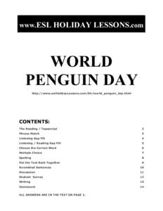www.ESL HOLIDAY LESSONS.com  WORLD PENGUIN DAY http://www.eslHolidayLessons.com/04/world_penguin_day.html