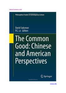 Table of Contents (目錄)  Order(訂購) The Common Good: Chinese and American Perspectives Editors: David Solomon and Ping-cheung Lo