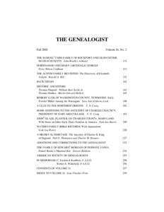 THE GENEALOGIST Fall 2002 Volume 16, No. 2  THE SAMUEL2 TARR FAMILY OF ROCKPORT AND GLOUCESTER,