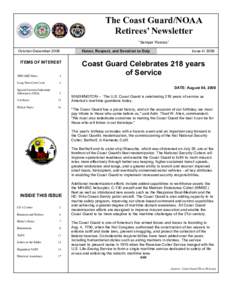 The Coast Guard/NOAA Retirees’ Newsletter “Semper Paratus” October-December[removed]ITEMS OF INTEREST
