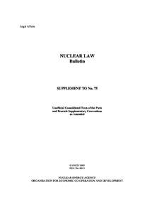 Legal Affairs  NUCLEAR LAW Bulletin  SUPPLEMENT TO No. 75