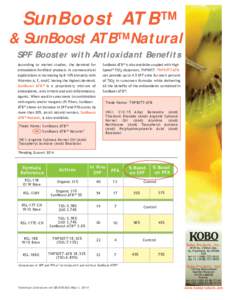 SunBoost ATB™ & SunBoost ATB™ Natural SPF Booster with Antioxidant Benefits According to market studies, the demand for antioxidant-fortified products in cosmeceutical applications is increasing by 8-10% annually wit