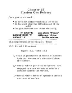 Chapter 15 Fission Gas Release Once gas is released;