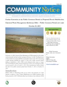Kettleman - Community Notice:  Further Extension to Public Comment Period on Proposed Permit Modification.  COMMENT PERIOD EXTENDED TO OCTOBER 25, 2013