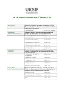 UKSIF Membership Fees from 1st JanuaryGroup Category Financial Service Groups with multiple brands and/or functions. Group membership allows the businesses and brands to be listed