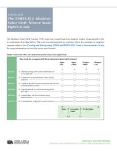 TIMSS[removed]The TIMSS 2011 Students Value Earth Science Scale, Eighth Grade