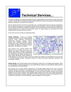 Technical Services... In addition to offering our specialized software products, Bradley B Bean, PE also offers a range of technical services. Our speciality is in design and analysis of piping systems conveying natural 
