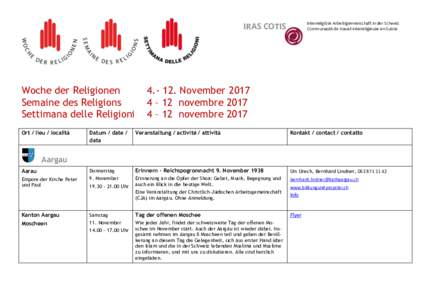 Interreligiöse Arbeitsgemeinschaft in der Schweiz Communauté de travail interreligieuse en Suisse IRAS COTIS  Woche der Religionen