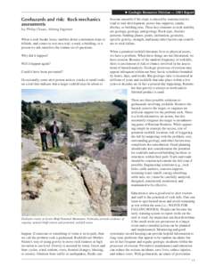 ◆ Geologic Resources Division  2001 Report  Geohazards and risk: Rock mechanics assessments by: Philip Cloues, Mining Engineer