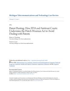 Patent Punting: How FDA and Antitrust Courts Undermine the Hatch-Waxman Act to Avoid Dealing with Patents