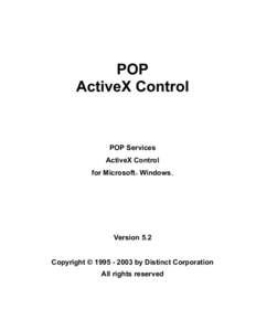 POP ActiveX Control POP Services ActiveX Control for Microsoft Windows