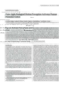 The Journal of Neuroscience, July 7, 2004 • 24(27):6181– 6188 • 6181  Behavioral/Systems/Cognitive Point-Light Biological Motion Perception Activates Human Premotor Cortex
