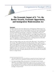 The Economic Impact of S. 744, the Border Security, Economic Opportunity, and Immigration Modernization Act