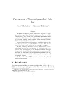 Circumcenter of Mass and generalized Euler line Serge Tabachnikov∗ Emmanuel Tsukerman†