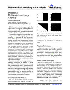 Mathematical Modeling and Analysis Directional Multiresolutional Image Analysis Srivatsan Kandadai (New Mexico State University)