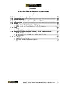 CHAPTER 15 Chapter 6-MONTH PERMANENCY PROGRESS REVIEW HEARING TABLE OF CONTENTS