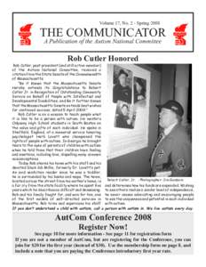 Volume 17, No. 2 - SpringTHE COMMUNICATOR A Publication of the Autism National Committee  Rob Cutler Honored