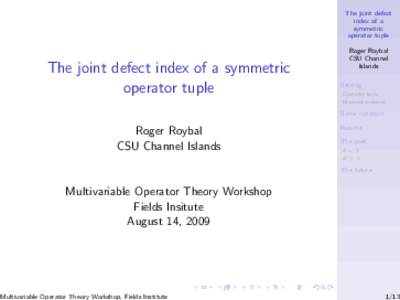 The joint defect index of a symmetric operator tuple  The joint defect index of a symmetric