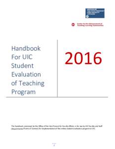 Handbook For UIC Student Evaluation of Teaching Program