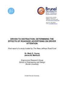 Driven to distraction: Determining the effects of roadside furniture on driver attention