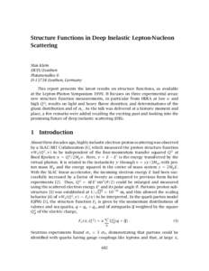 Structure Functions in Deep Inelastic Lepton-Nucleon Scattering Max Klein DESY/Zeuthen Platanenallee 6