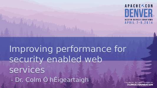 Improving performance for security enabled web services - Dr. Colm Ó hÉigeartaigh  Agenda