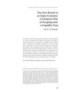 MONETARY AND ECONOMIC STUDIES (SPECIAL EDITION)/FEBRUARYThe Zero Bound in an Open Economy: A Foolproof Way of Escaping from