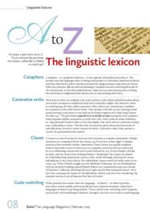 Linguistic lexicon  AZ to  It’s issue 3 and we’re on to C.