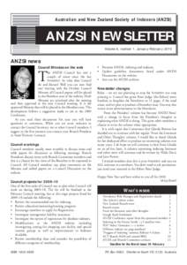 Australian and New Zealand Society of Indexers (ANZSI)  ANZSI NEWSLETTER Volume 6, number 1, January–February[removed]ANZSI news